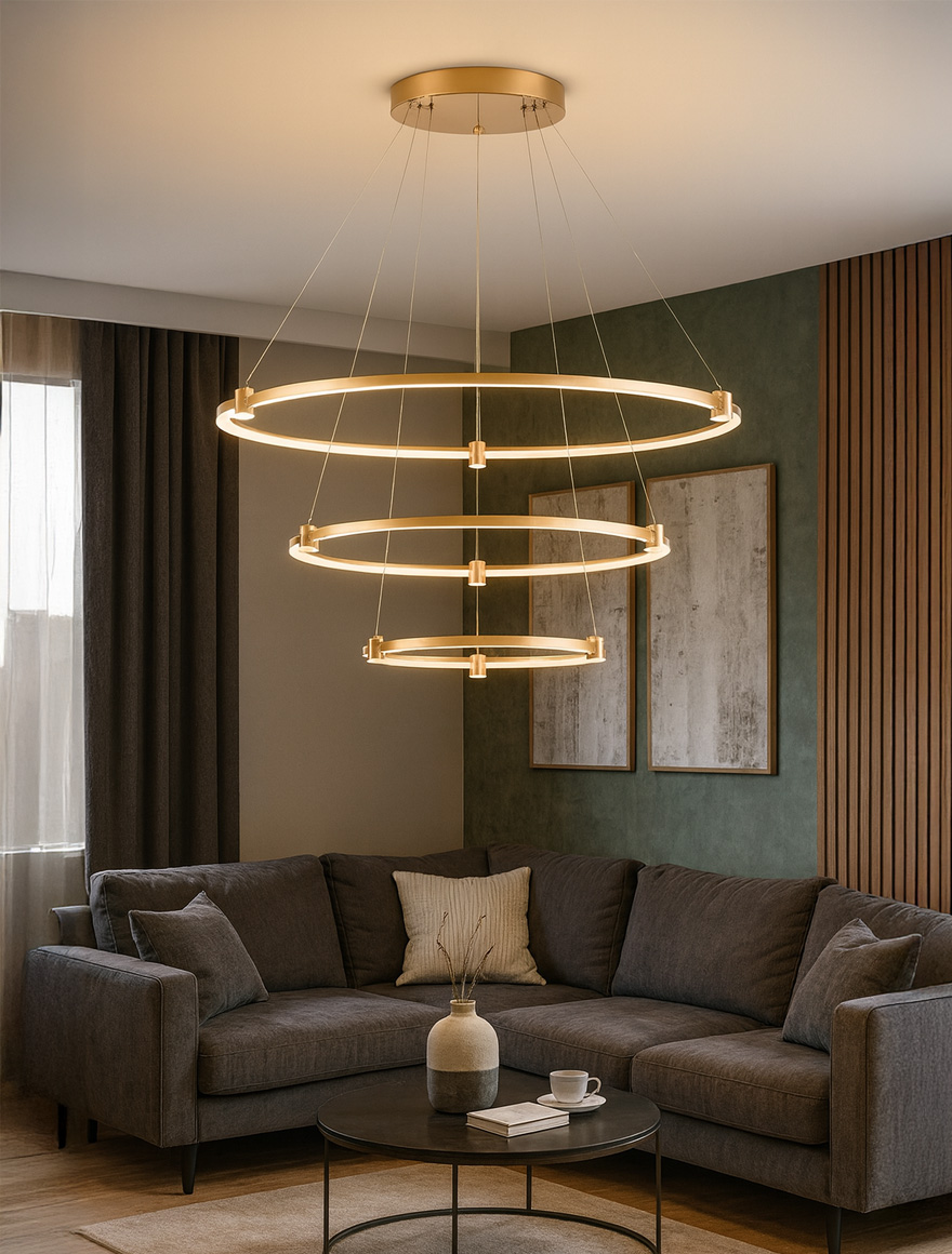 Lustră LED FS-221-830+620+420-D3 ,117+5W,3000K, black+light gold LuminaLED 2