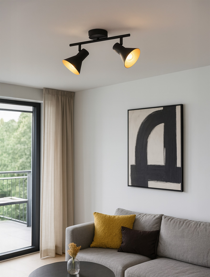 Настенный светильник NINA, 2×40W, 230V, E14, 21 см, чёрный, TRIO