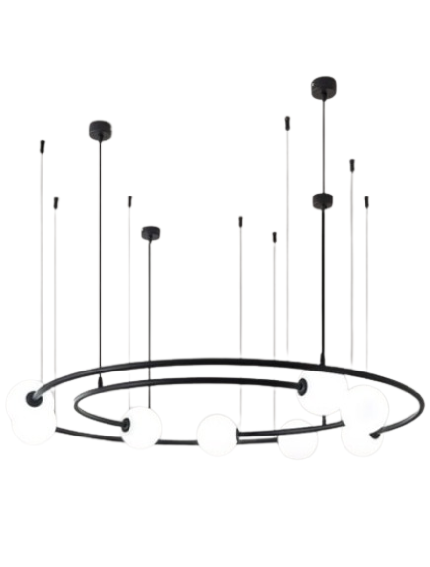 Lustră JH-921 D80cm G9X8 Metal+glass black  LuminaLED