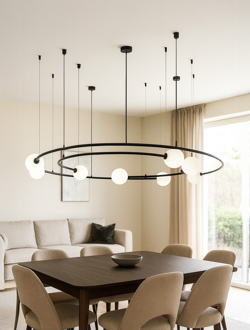 Lustră JH-921 D80cm G9X8 Metal+glass black  LuminaLED
