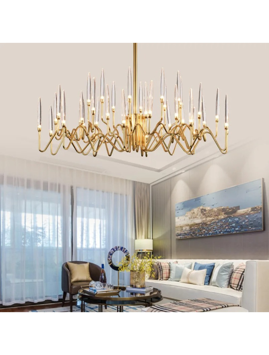 Lustra JH-925 D60cm G4x12 Metal+Acryl gold LuminaLED