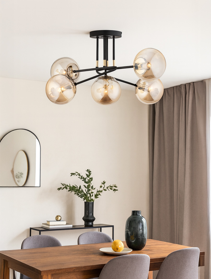 Lustră ESTER 5xE14 max 40W black+gold ALFA