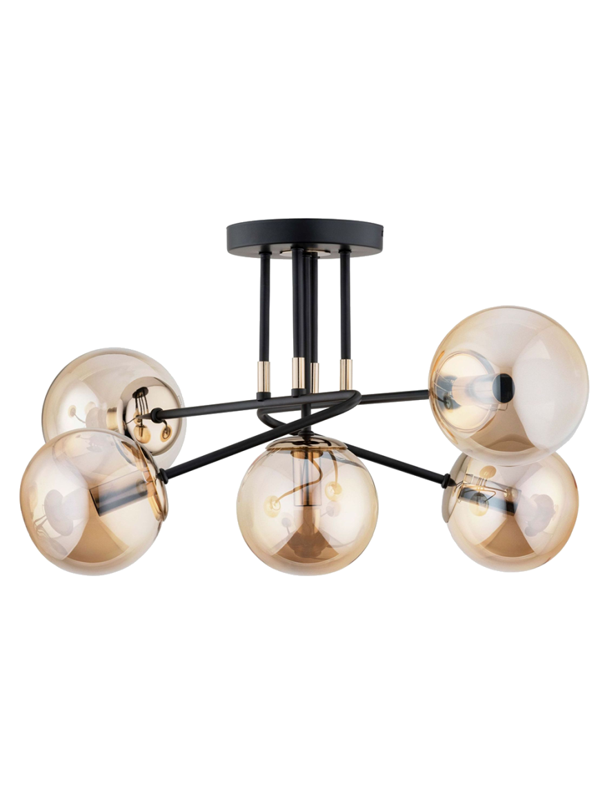 Lustră ESTER 5xE14 max 40W black+gold ALFA