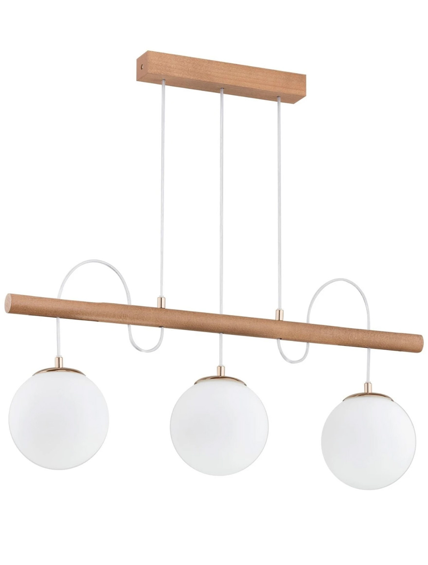 Люстра DINAR 3xE14 max 40W wood+white ALFA