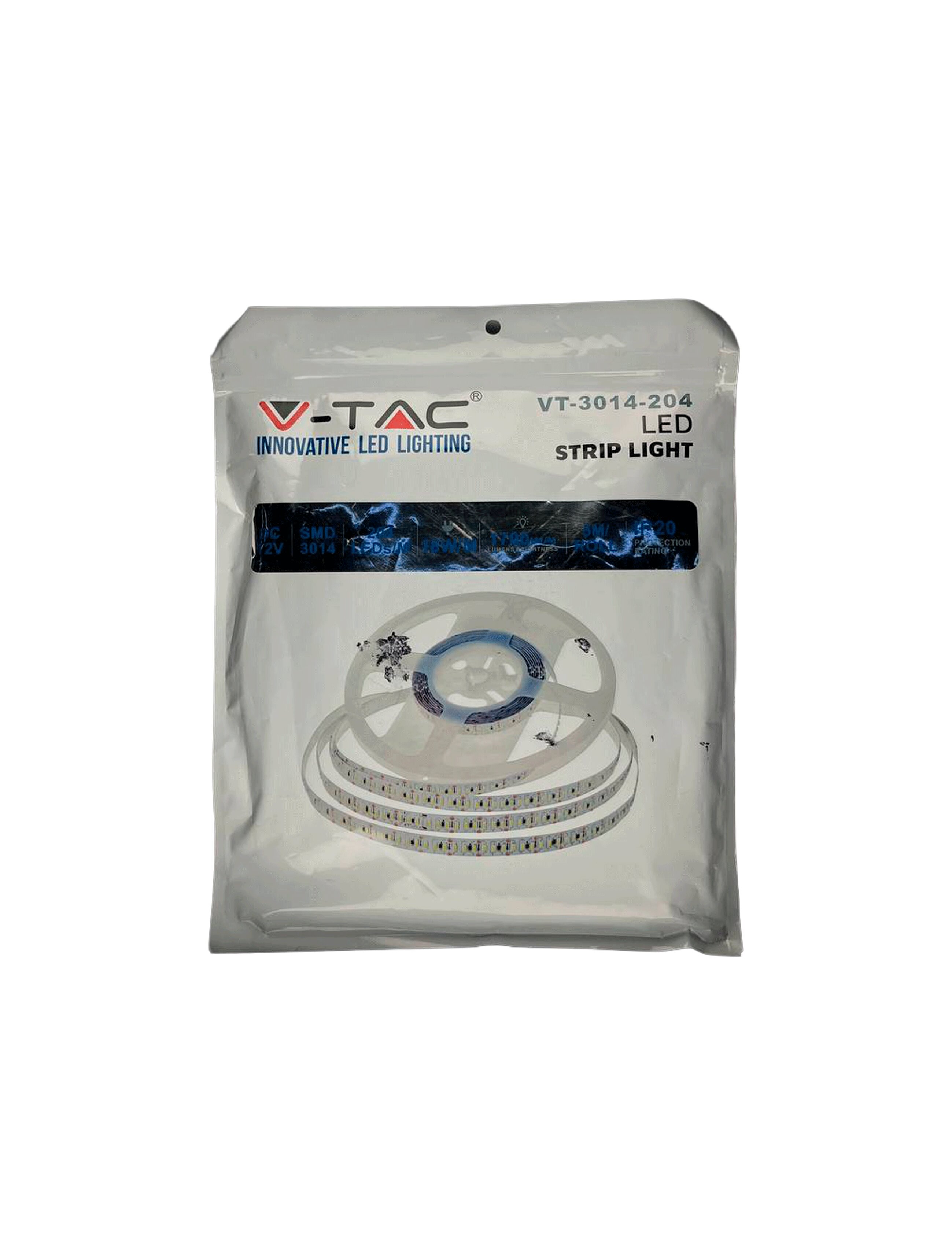 * Bandă LED SMD3014 18W 12V 204led/m IP20 3000K V-TAC 5M