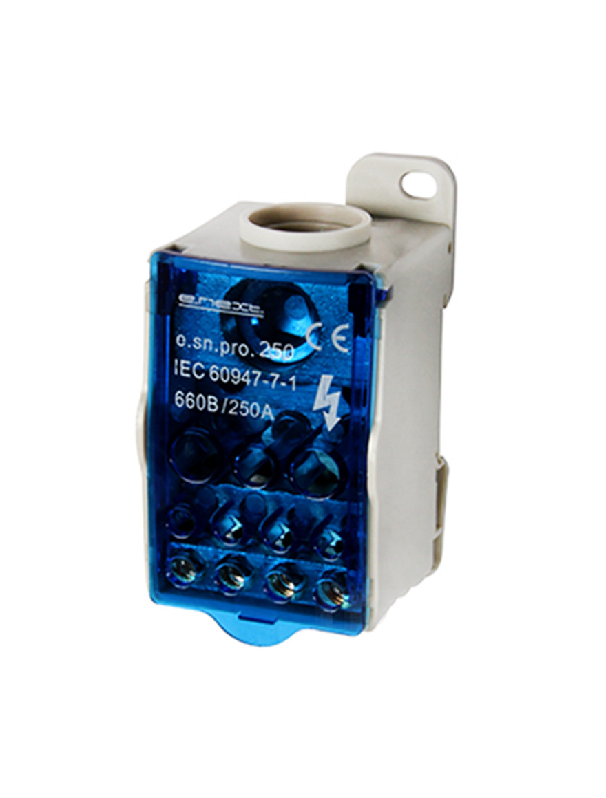 * Bloc de distribuție pe Din e.sn.pro. 250 , 250А ((intrare 1*35,,,120  mm²/iesire 2*6...35, 5*2,5...16, 4*2,5...10 mm²