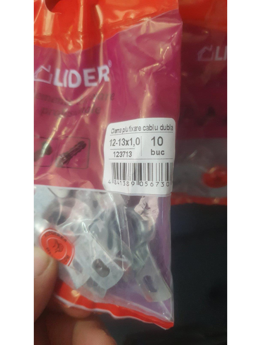 Clemă oțel pt fixare cablu electric 12-13x1.0mm dublă 10buc