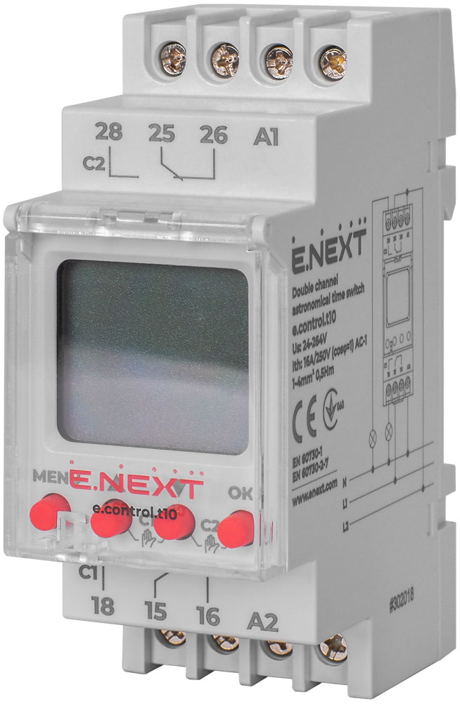 Timer astronomic cu două canale e.control.t10