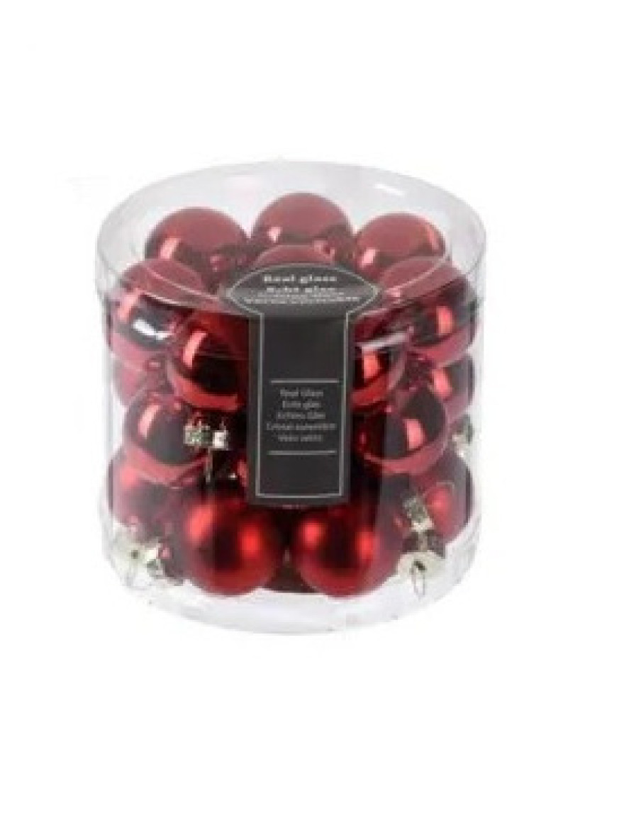 Set globuri din sticlă 24X25mm, in cilindru, roșii
