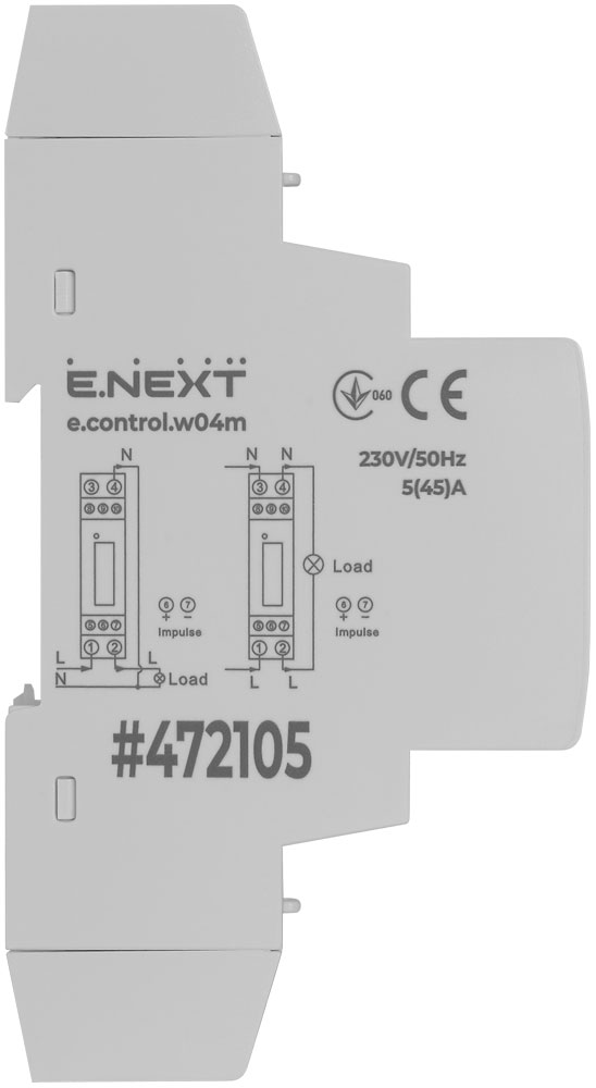 Однофазный электросчетчик на DIN-рейку e. control.w04 5(45)A 1.0