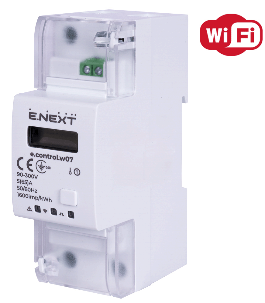Однофазный электросчетчик на DIN-рейку e. control.w07 5(65)A 1.0