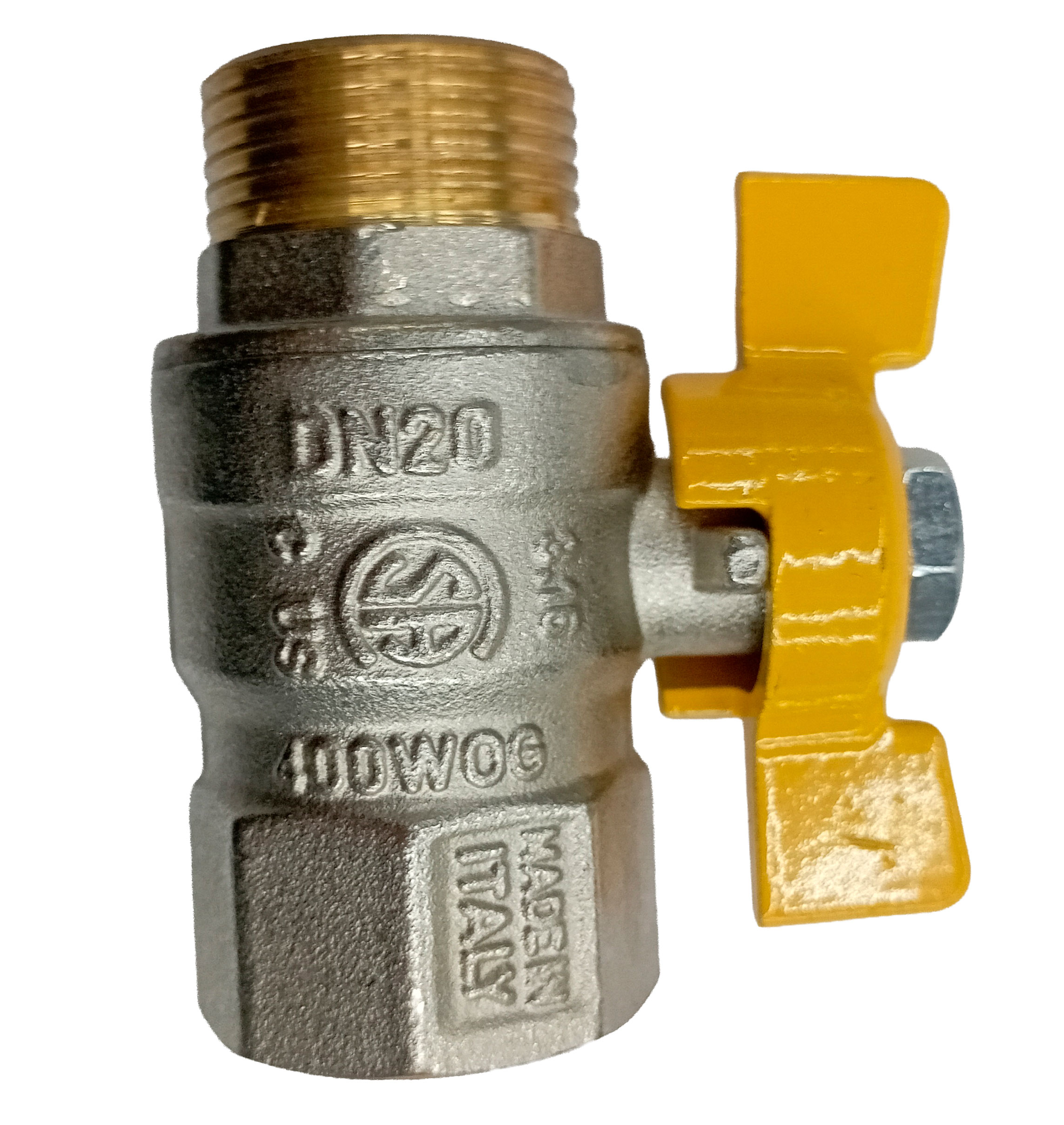 Проходной газовый кран с бабочковой рукояткой, тип MF, 3/4"