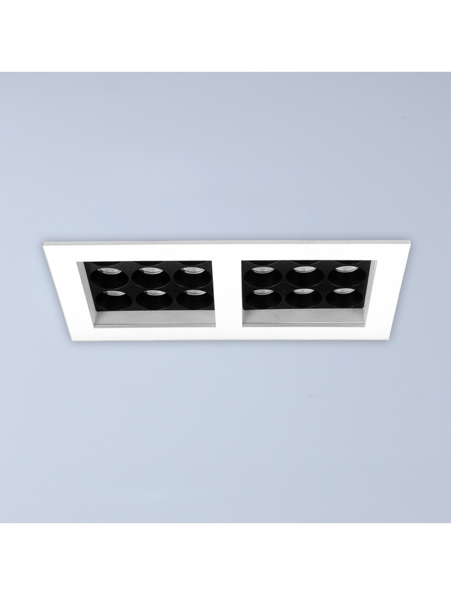 * Spot LED încorp dublu pătrat 2x12W 4000K negru+negru ROMA