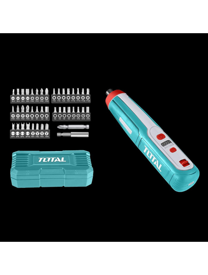 Șurubelniță cu acumulator 4V 1.3Ah+set Biți 40buc. Total TSDLI0403