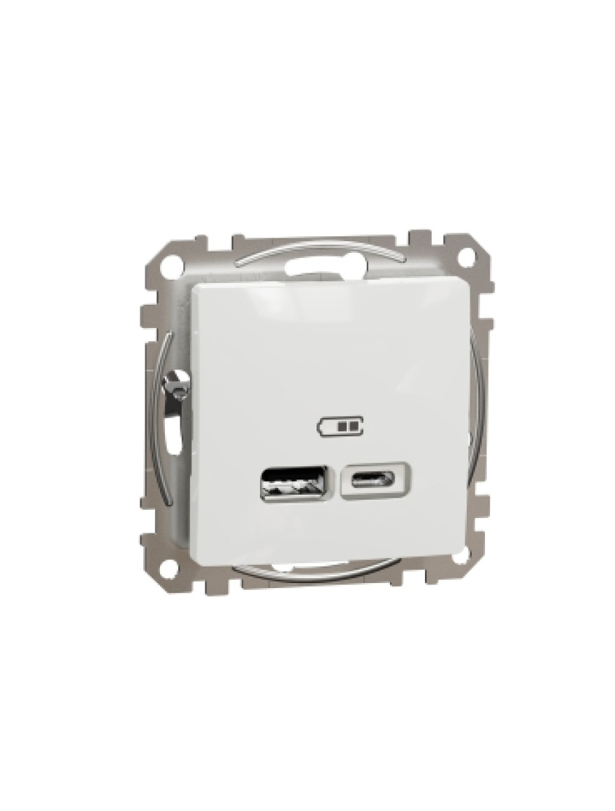 Priză dublă USB A+C 2.4A albă SDD111402 Sedna Noua