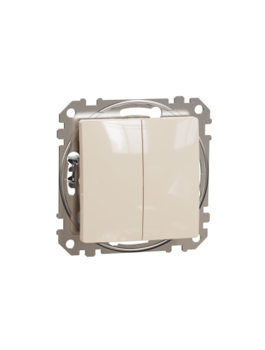 Întrerupător 2 clape cap-scară bej  SDD112108 Sedna Noua