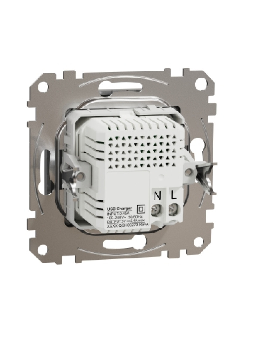 Priză dublă USB A+C 2.4A alum SDD113402 Sedna Noua