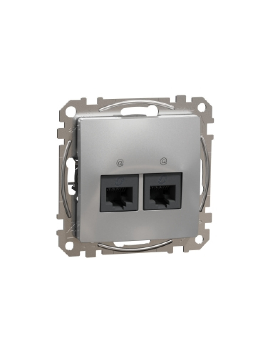 Priză dublă RJ45 alum Cat5E SDD113452 Sedna Noua