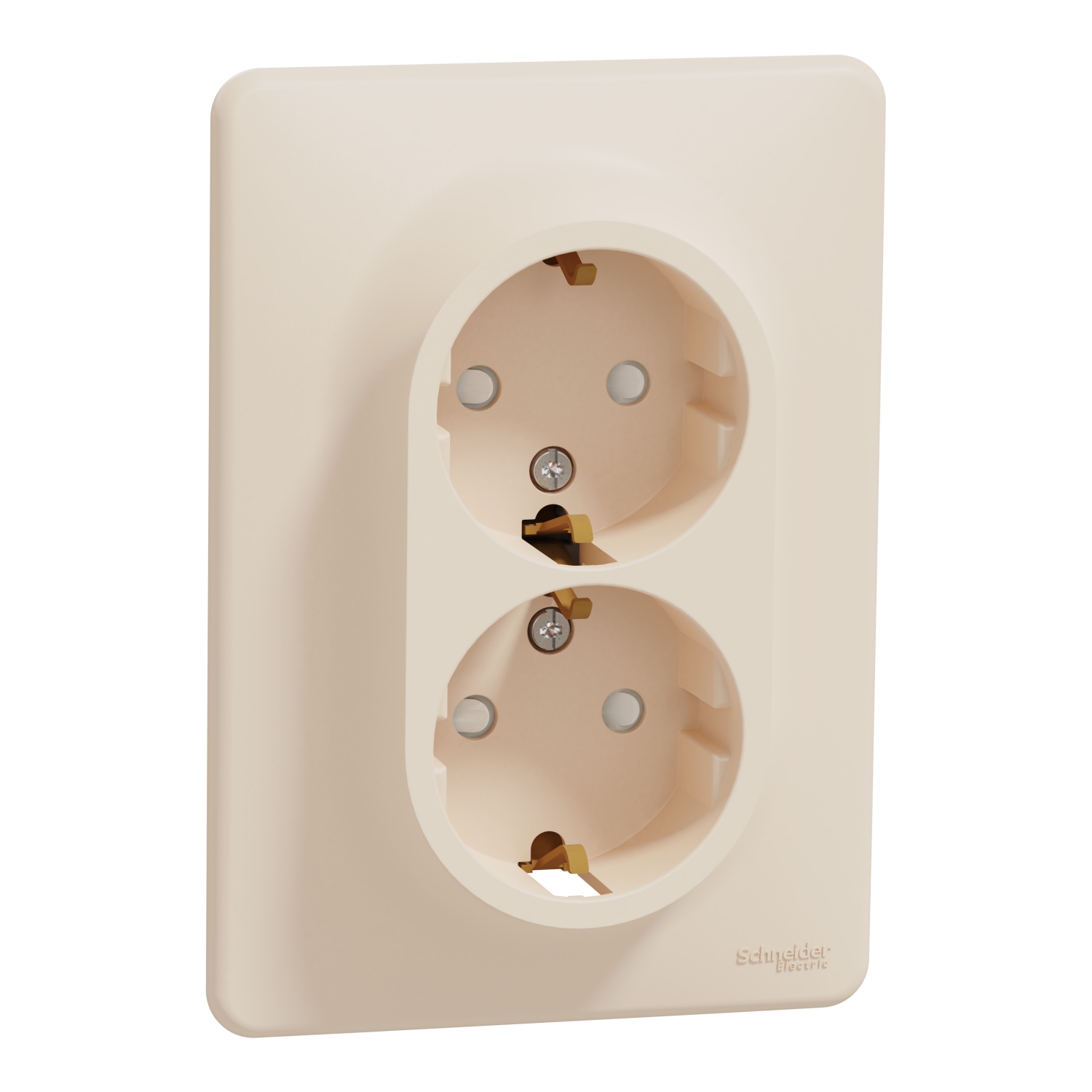 Двойная розетка 2P+E с защитными шторками бежевая SDD312221 Sedna Design & Elements SCHNEIDER