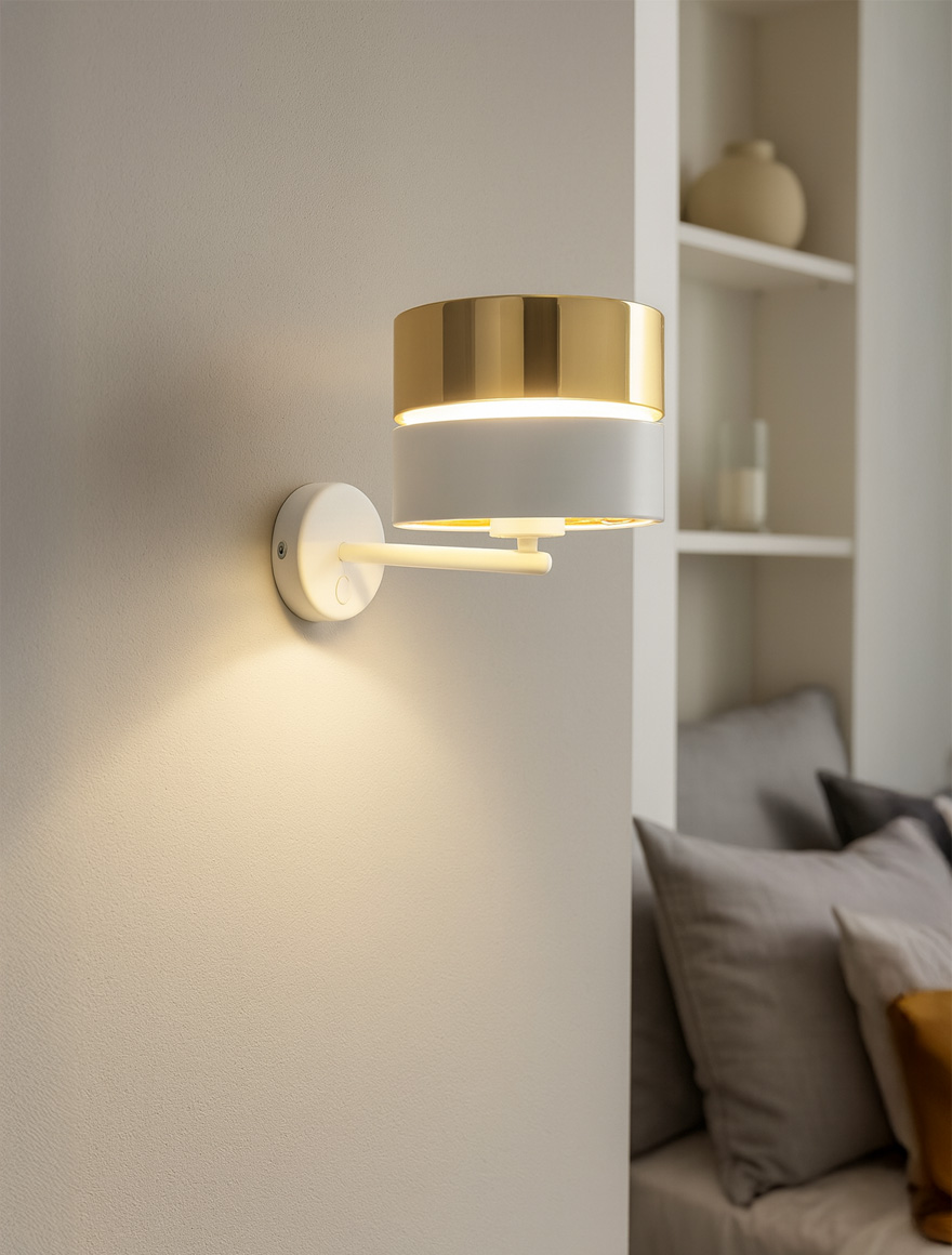 Настенный светильник HILTON 1xE27, макс. 15W, белый + золото, TK-LIGHT