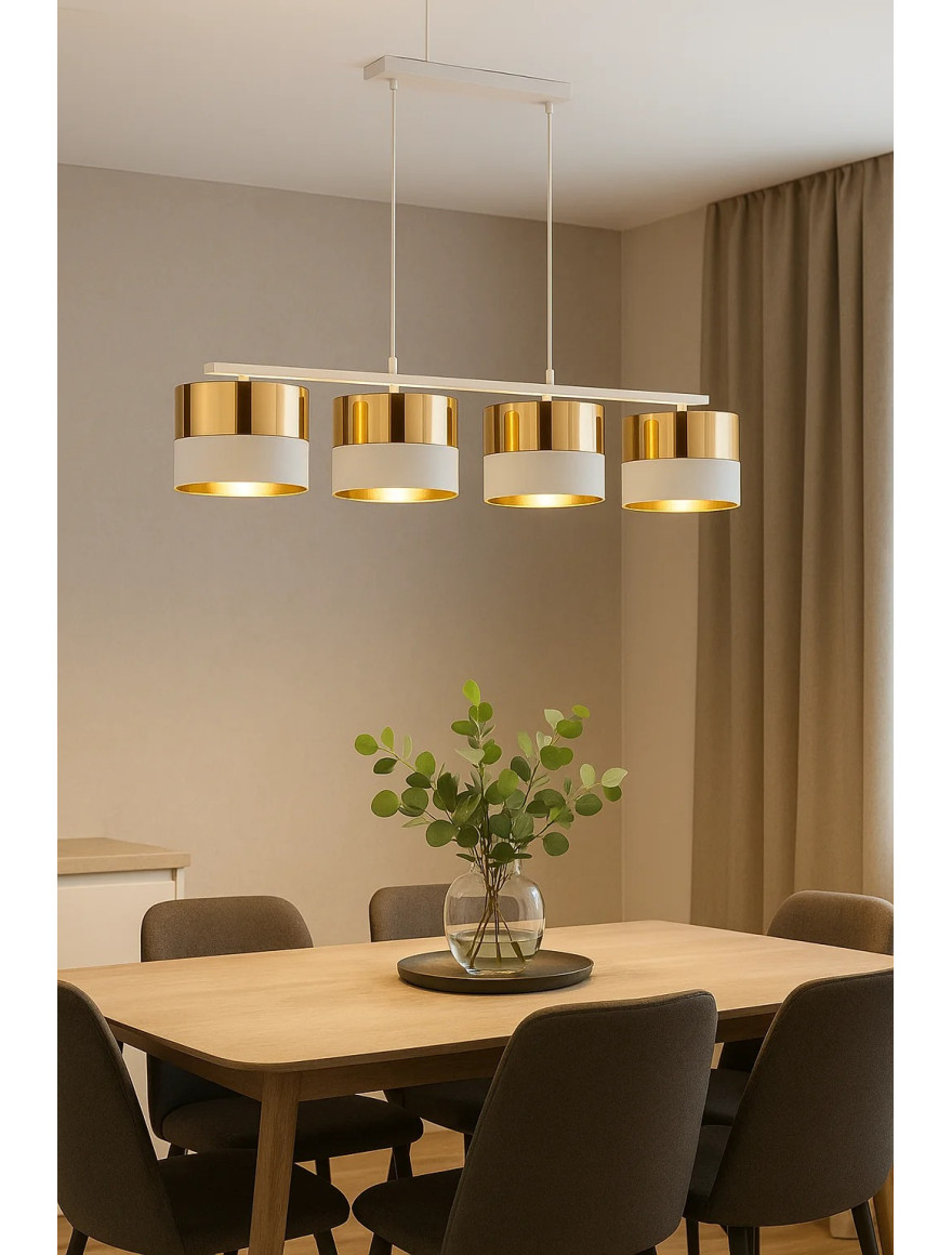 Lustră HILTON 4xE27 max 15W white+gold TK-LIGHT