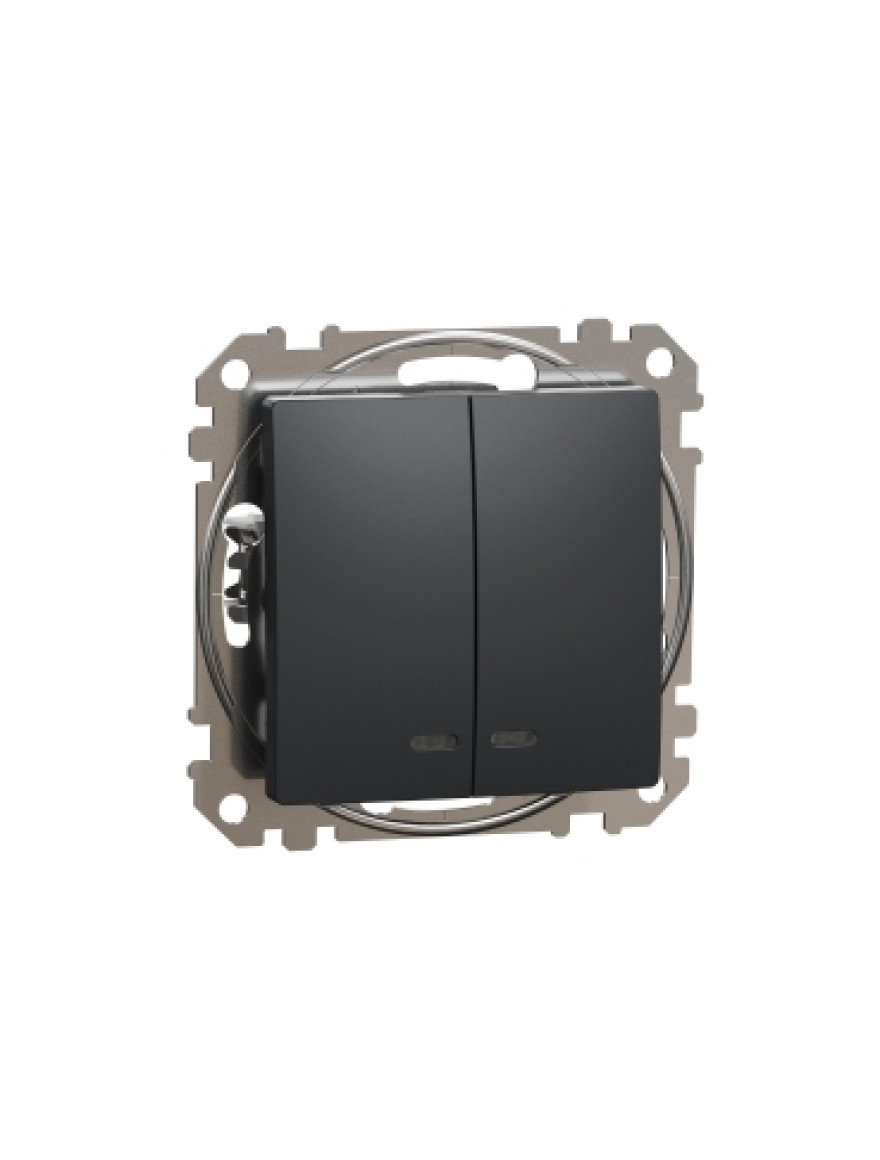 Întrerupător dublu 10AX cu indic LED, antracit SDD114105L SEDNA NOUA