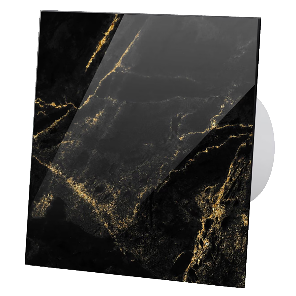 Panou 01-186, sticla 175x175 pu ventil dRim 100/125 negru/aur marmura AIRROXY