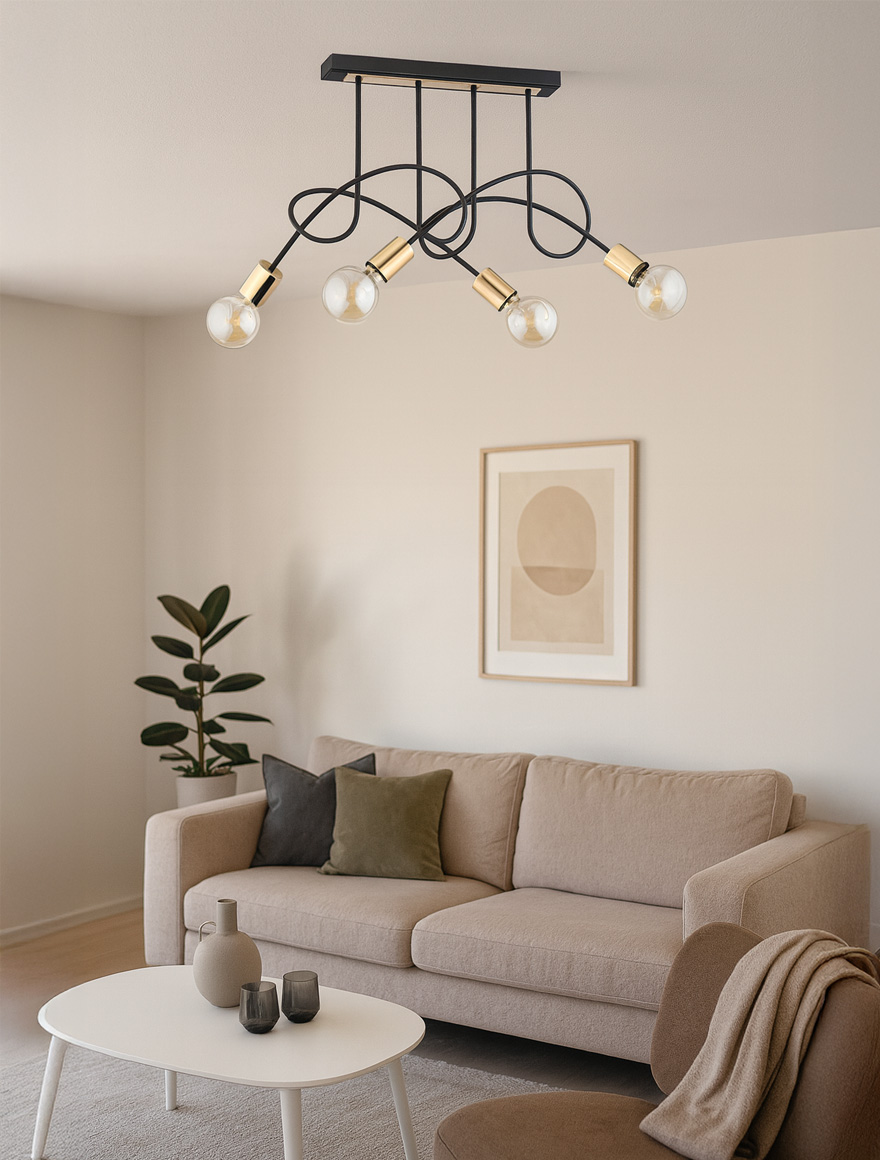 * Lustră TANGO 4xE27 max 60W negru+aur ALFA