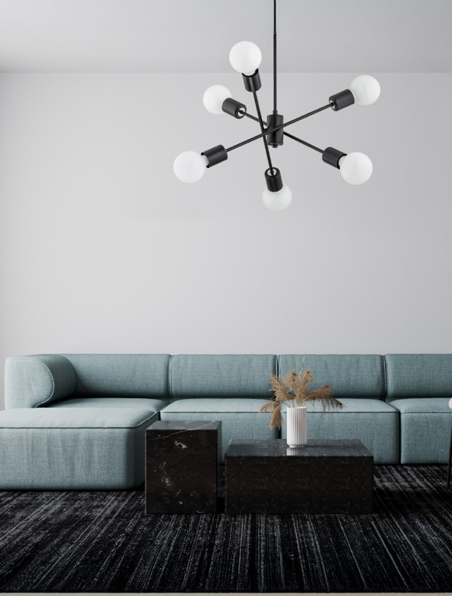 Люстра MADI 6xE27, макс. 60 Вт, черная, ALFA