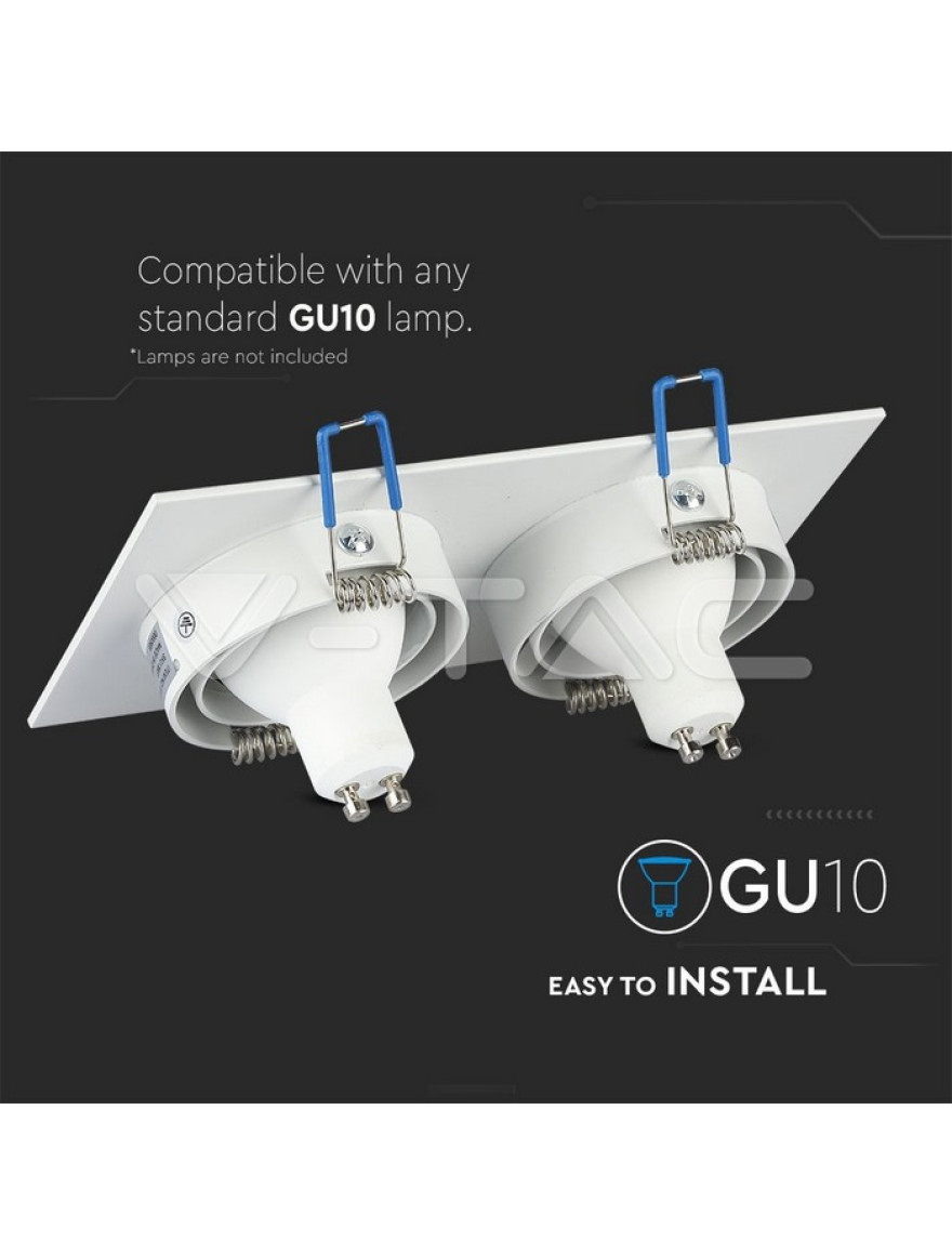 Spot încorporat 2xGU10 max 10W pătrat alb V-TAC