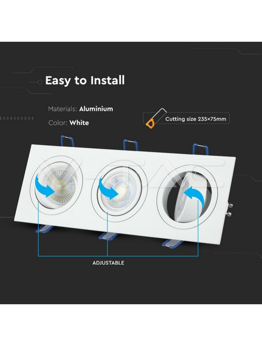 * Spot încorporat 3xMR16 max 10W pătrat alb V-TAC