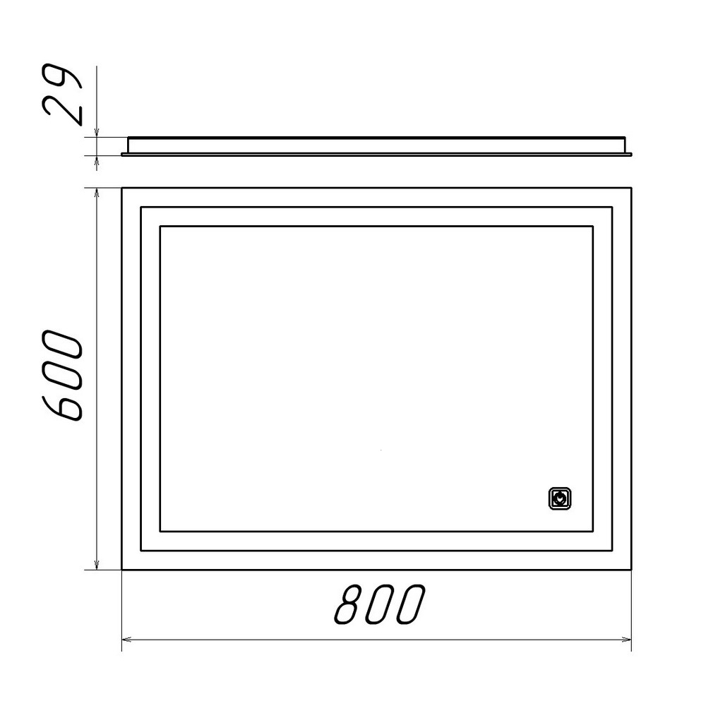 111314 Oglindă baie 800x600mm ortogonală LED touch Bayro Elipso