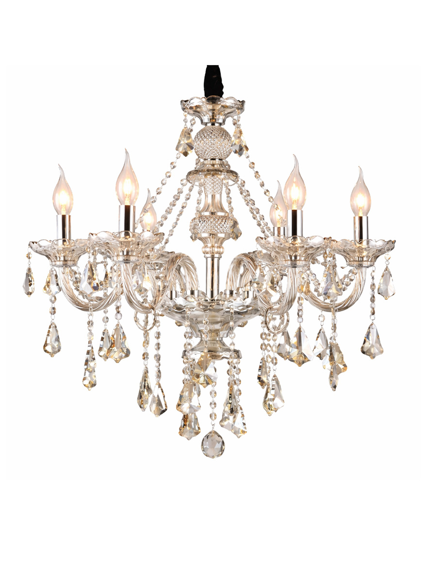 Lustră 8126-6L , 6xE14, L600xH550,Cognac glass iron chrome plated LuminaLed