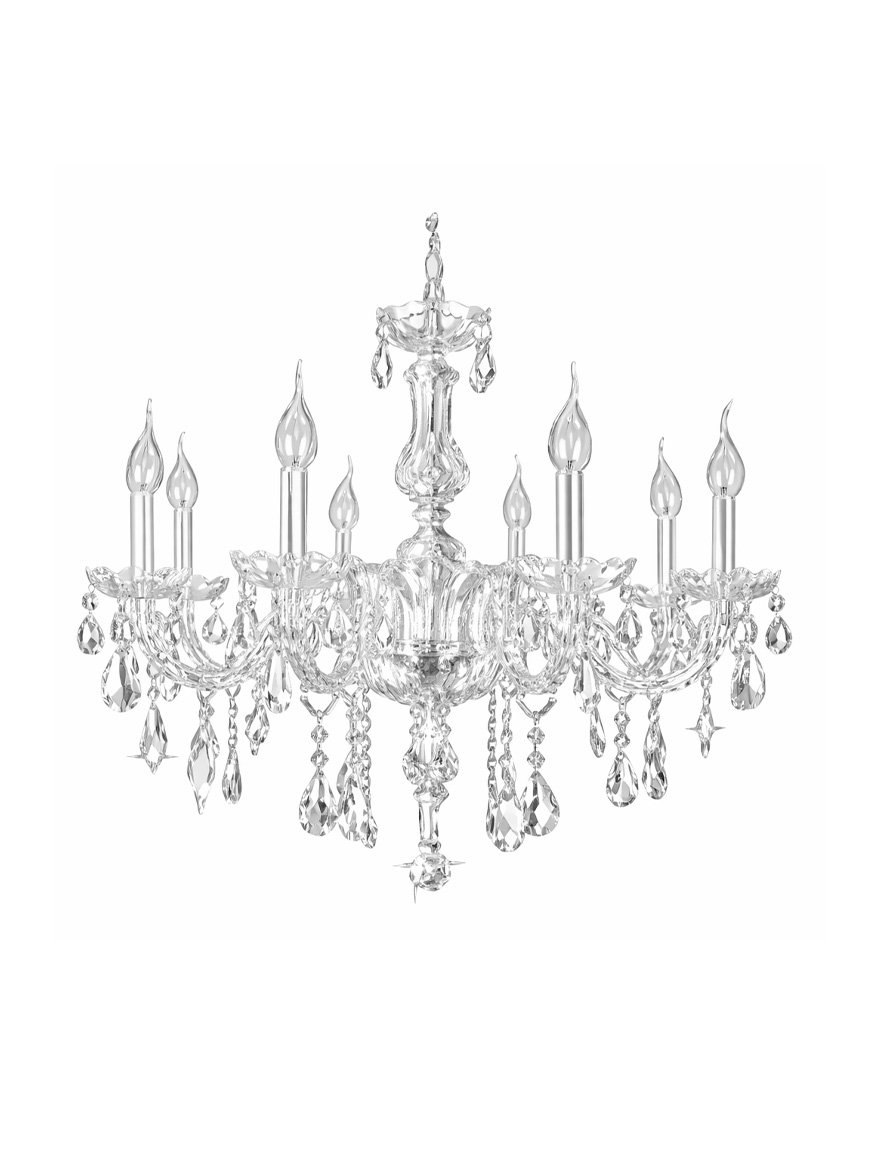 Lustră 8124-8,8xE14, D66xH55, Clear glass+Chrome-plated iron LuminaLED