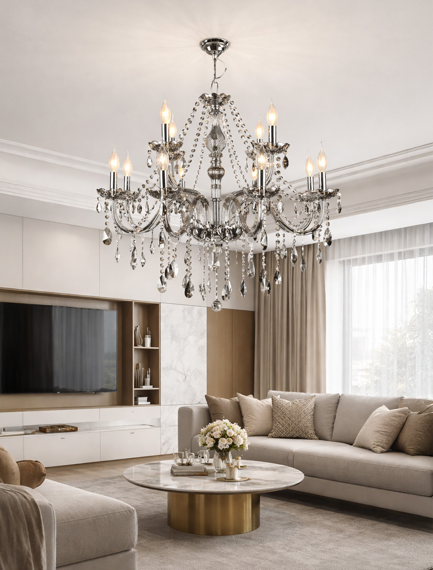 Lustră 8124-12LS, 12xE14, D96xH65, Smoky Gray Glass LuminaLED