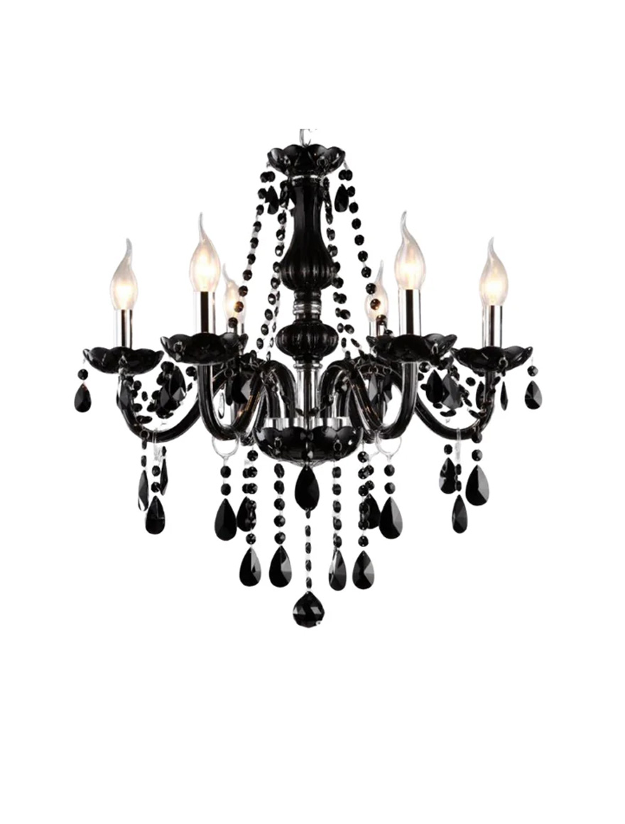 Lustră 8124-6L,6xE14, D55xH55,Blck Cryst+ Blck Glass+Chrome-plated iron LuminaLED