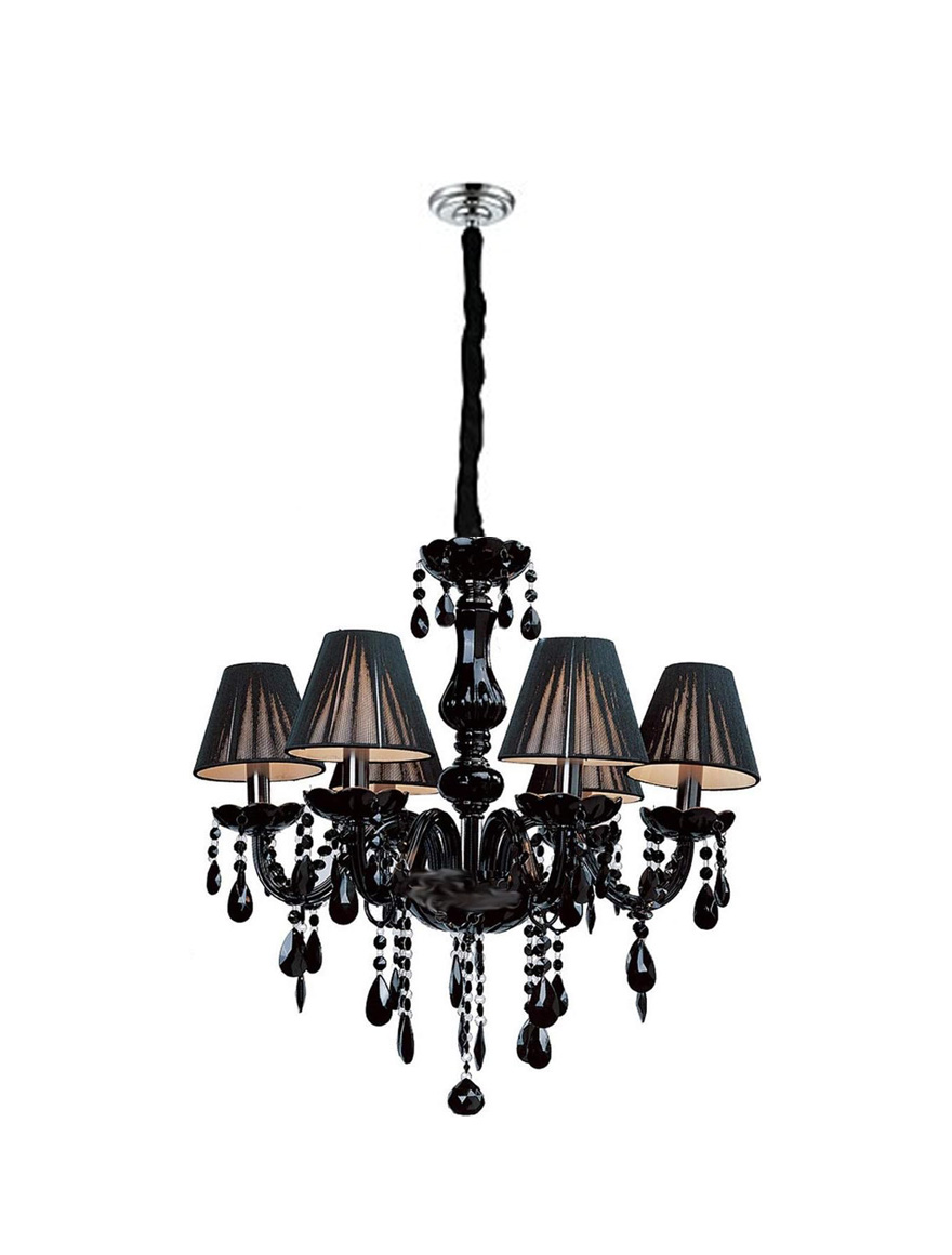 Lustră 8124-6B, 6xE14,D58xH55, Black Cryst+ Black Glass+Chrome LuminaLED