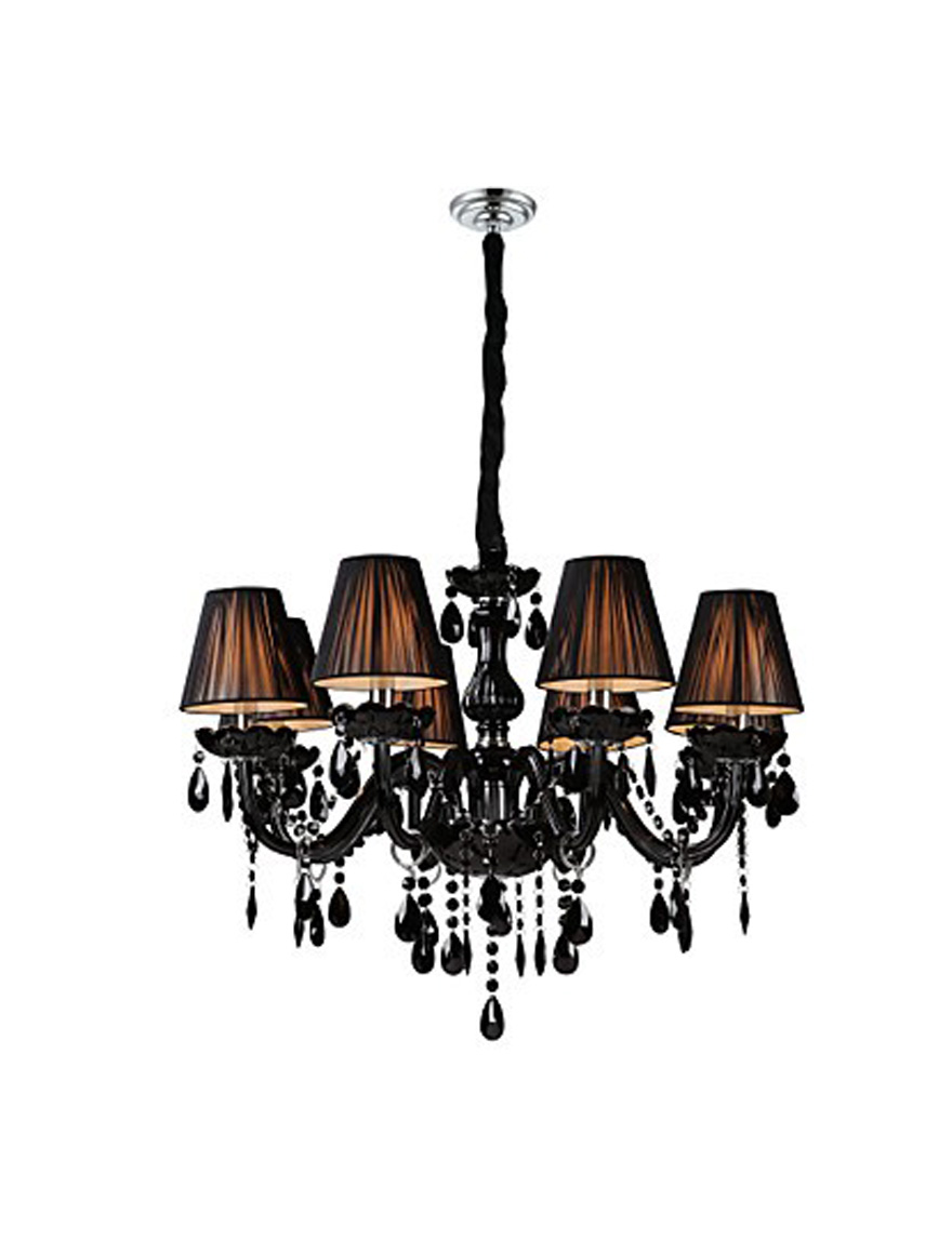 Люстра 8124-8B, 8xE14, D68×H55, чёрный кристалл + чёрное стекло + хром, LuminaLED