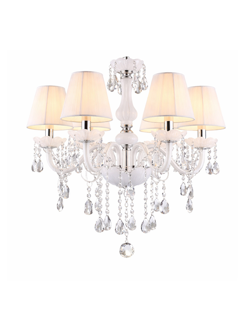 Люстра 8124-6B, 6xE14, D58xH55, Transp Crystal+White Jade Glass+Chrome LuminaLED