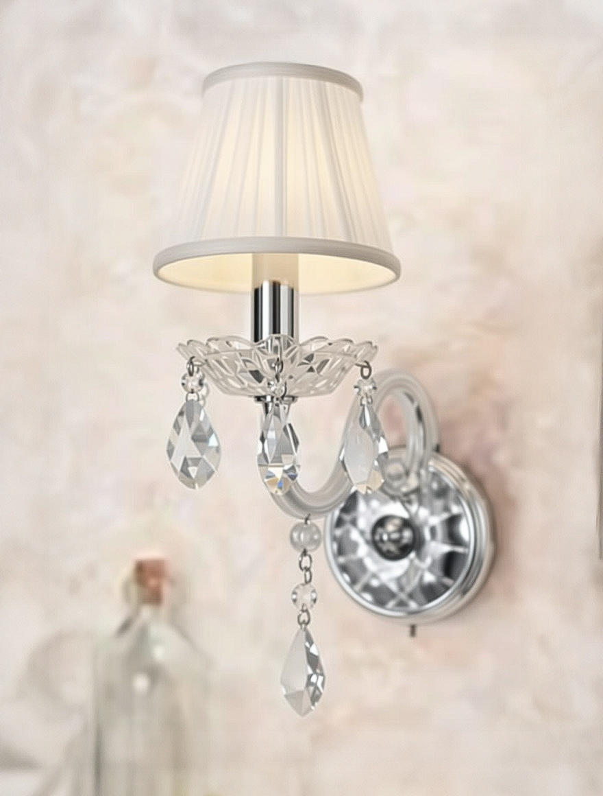 Настенный светильник 8124-1B, 1 цоколь E14, 15x30x30 мм, прозрачное стекло + хромированная подсветка LuminaLED