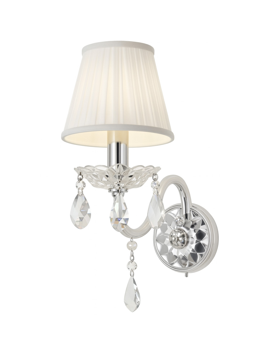 Настенный светильник 8124-1B, 1 цоколь E14, 15x30x30 мм, прозрачное стекло + хромированная подсветка LuminaLED