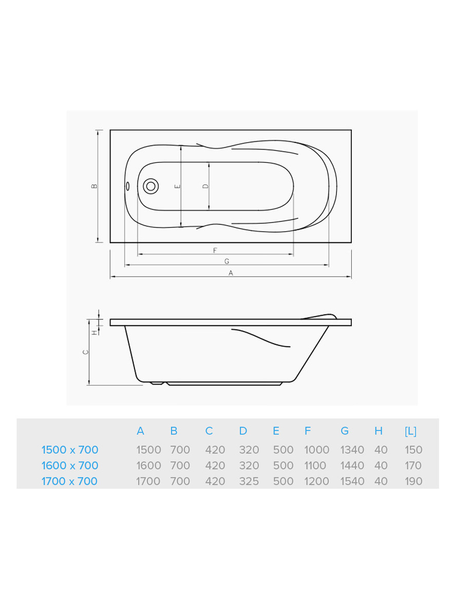 7096 Акриловая ванна 1600x700 Bonito Home Zea
