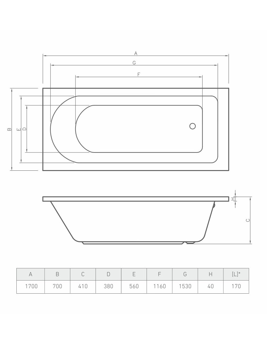 114226 Cadă acril 1700x700 Bonito Home Elara