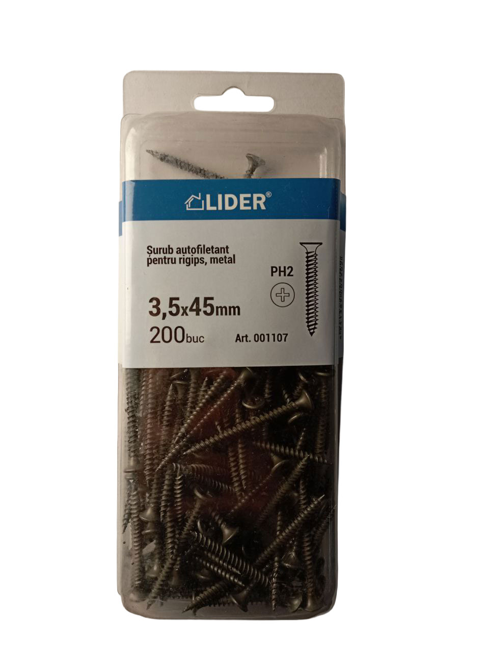 001107 Șurub p/u rigips metal 3,5x45 200buc.