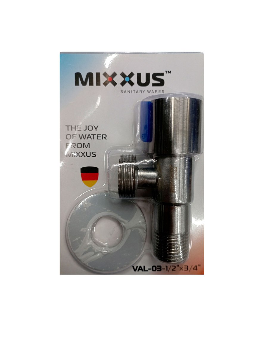 Кран MIXXUS VAL-01 для подключения санитарных приборов 1/2×1/2, из нержавеющей стали (синий)