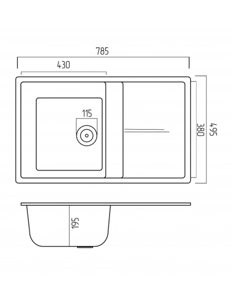 Chiuvetă bucatarie 785x495x200 ELEFANT SELENA 7850 neagră metalic