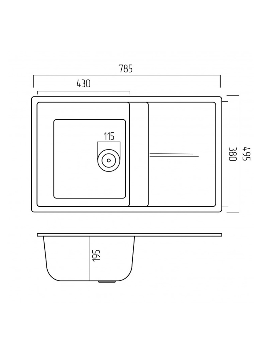 Chiuvetă bucatarie 785x495x200 ELEFANT SELENA 7850 antracit