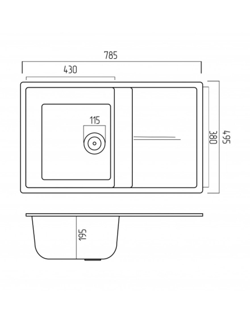 Chiuvetă bucatarie 785x495x200 ELEFANT SELENA 7850 gri