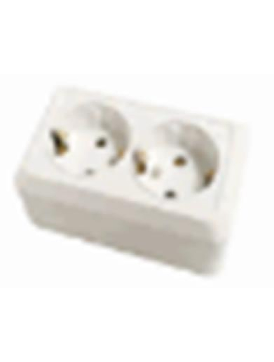 * Priză dublă cu împământare 10A 250V albă (10buc/cut) VARGO