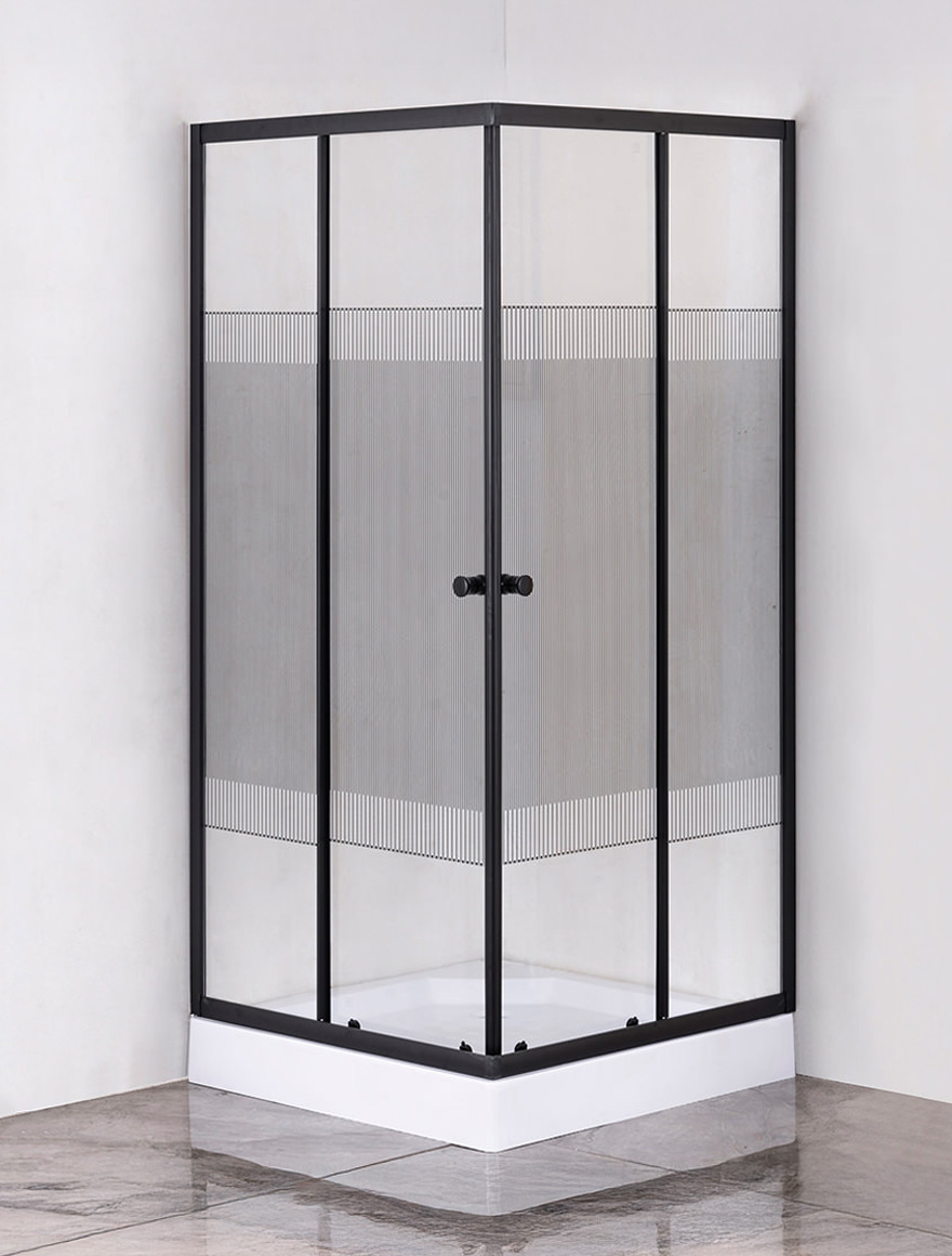 114398 Cabină duș 900x900x1950/130 4mm pătrată neagră Malta LiniaH2O